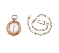 iplusmile Montre de Poche Vintage en Bois D’Ébène Cadran Effet Marbre Blanc Zébré Mouvement Quartz Précis Montre de Poche Mécanique pour Homme et Femme Accessoire Rétro Chaîne Longue