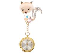 iplusmile Montre Infirmière à Suspendre Renard Doré Broche Cartoon pour Blouse Médicale Pratique pour Médecins Présent Examen Garçons Filles Petite Montre de Poche Usage Hôpital