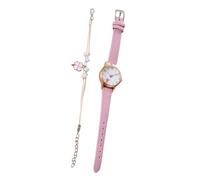 iplusmile Montre pour Femme avec Bracelet léger et Cadran Chat pour Style décontracté Montre et Bracelet 2 pcs/Set