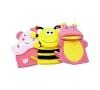 iplusmile Moufles de Bain Garçon et Filles 3Pcs Éponge de Bain pour Bébé Massant Doux pour Tout-Petit Design Cartoon Circulation Sanguine