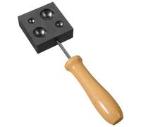 iplusmile Moule en Graphite pour Coulée de Boules de Verre Moule à Soufflage 4 Cavités Demi-Sphériques Manche Court en Bois Outil Précis pour Artisanat du Verre et Moulage