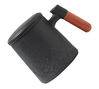 iplusmile Mug à Thé en Céramique 400 Ml avec Anse en Bois, Infuseur et Couvercle, Tasse à Infusion pour Bureau et Maison, Service à Thé Pratique et Élégant