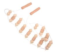 iplusmile Outil d'Étirement du Dos en Bois, Masseur Dorsal Portable Rouleaux pour Massage Musculaire et Support Cervical, Usage Domestique