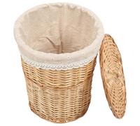 iplusmile Panier de rangement en rotin panier à linge avec couvercle paniers de rangement organisateurs et rangements de buanderie beige panier de tissage panier à linge tissé Paille