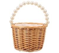 iplusmile Panier en Osier avec Anse Perle, Panier Tressé Robuste et Décoratif pour Mariage, Design Élégant et Charme Naturel, pour Cérémonie et Cueillette