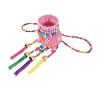 iplusmile Panier Tissé Garçon Fille Petit Modèle avec Glands Décoratifs Panier à Dos Multifonction pour Rangement Jouets et Pique- Style Ethnique Printanier Coloris Aléatoire