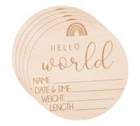 iplusmile Panneaux en Bois Annonce de Naissance Bébé, Accessoires Photo -né, Lot 5 Pièces, Coloré Arc-en-ciel, pour Chambre Bébé, Présent Futur Maman, Décor Naissance Baby Shower