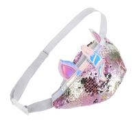 iplusmile Paquet Banane à Paillettes Garçon et Filles Fille Gris Paquet Bandoulière Léger Polyester Ceinture Ajustable pour Voyages et Sorties Design Cartoon Taille Garçon