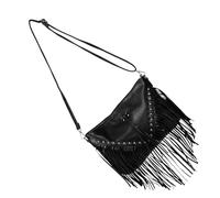 iplusmile Paquet Bandoulière Femme Noir Clous et Franges Paquet à Main en Cuir Souple pour Soirée et Usage Quotidien Décoratif et Pratique