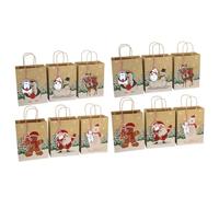 iplusmile Paquet Fourre-Tout de Noël en Papier Kraft à Fond Carré 24 Pièces Motifs Animaux Paquet D’Emballage Présents Résistants et Portables pour Fêtes Boulangerie et Présents
