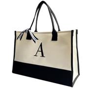 iplusmile Paquet Simple pour Shopping Noir et Blanc et Fourre-tout en Toile Grand à Grosse Capacité Paquet de Plage Usage Quotidien Familles et Amies
