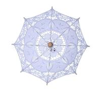 iplusmile Parasol Dentelle Blanche avec Poignée Bois Accessoire Élégant pour Mariage Décoration et Photographie Diamètre