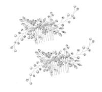 iplusmile Peigne à Cheveux de Mariée 2 Pièces Argenté Cristaux Blancs et Perles Accessoire de Coiffure Léger et Confortable pour Mariage Fixation Sûre pour Cérémonie et Photos