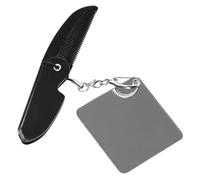 iplusmile Peigne Pliable Porte-clés Miroir Carré Petit Peigne Fin Pliable Pour Hommes Soins Barbe Et Moustache Usage Voyage Compact Léger