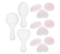 iplusmile Peignes en Silicone pour Moulage Époxy DIY 12 Pièces Réutilisables Souples et Lavables Kit Complet pour Bricolage Artisanal Moules de Peignes Cœur Rond et Ovale Silicone