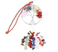 iplusmile Pendentif Chakra 7 Pierres Naturelles en Cristal Décoration Suspendue Arbre de Vie en Pierre D’Énergie Multicolore Accessoire Spirituel pour Maison Bureau et Voiture