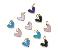 iplusmile Pendentifs Cœur Soi-même 10 Pièces Multicolores en Cuivre Émaillé, Breloques Création Bijoux Diy, Accessoires Artisanat pour Bracelets Colliers, Couleur Aléatoire Style Aléatoire