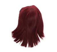 iplusmile Perruque Courte Rouge Vin Pour Femme : Cheveux Synthétiques Raides D'aspect Naturel Avec Frange - Perruques Bob 30 cm Pour Cosplay, Soirées Costumées Et Usage Quotidien