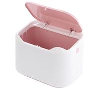 iplusmile Petit Bac à Décoratif avec Couvercle Conteneur de Déchets Pratique pour Bureau et Maison Mini Poubelle Rose pour Table pour Rangements et Objets Divers