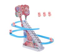 iplusmile Petit Ours Électrique Escalade Escalier Lumineux Et Sonore pour Tout-Petits, Toboggan Interactif, Circuit De Course avec 6 Jouets, Jeu Intérieur Éducatif avec Musique, USB Rechargeable