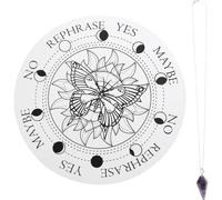 iplusmile Plaque de Divination en Bois Sculpté Blanc Pendentif en Pierre Naturelle, Planche à Pendule pour Exorciser Les Fantômes et Contemplation Bureau