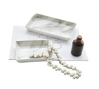 iplusmile Plateau à Bijoux Céramique Marbre avec Bord Doré Petit Rangement Élégant pour Bagues et Bracelets Organisateur Décoratif pour Maison et Mariage