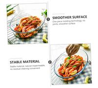 iplusmile Plateau de Cuisson Verre Ovale Plateau de Rangement Alimentaire Au Micro Ondes Plat de Cuisson Lisse sans Joint Adapté Four Réfrigérateur et Lave