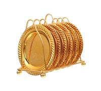 iplusmile Plateau de Service Snack avec Support de Rangement Dorées Rayées Assiettes pour Apéritif et de Desserts Adapté Maison Bureau et Événements Réutilisable