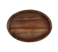 iplusmile Plateau en Bois Massif Ovale 362 X 288 X 49 CM Poignées Doubles Plateau à Thé Naturel Résistant à la Chaleur pour Service Petit-Déjeuner Rangement Fruits et en-Cas Usage
