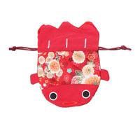 iplusmile Pochette à Bonbons Japonaise en Brocart Rouge Grand Paquet à Cordon de Poisson Rouge pour Mariage et Fête Paquet Présent Original pour Dragées et Petits Objets