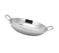 iplusmile Poêle à Frire Antiadhésive Acier Inoxydable avec Double Poignée Wok Plat Résistant Haute Température Ustensile de Cuisine Polyvalent pour Gaz et Plaque Électrique Facile à
