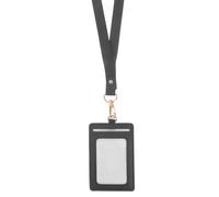 iplusmile Porte-Badge avec Lanière Étui Rigide en PU Noir pour Cartes d'Identité Porte-Cartes de Protection Polyvalent Porte-Badge avec Cordon pour Usage Professionnel et Élève