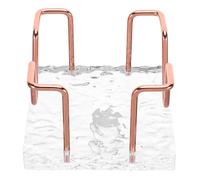 iplusmile Porte-Bloc-Notes de Bureau Compact en Métal Base en Acrylique Effet Pierre Support pour Cartes Mémo et Photos Couleur Rose Doré Organiseur Vertical Pratique pour Espace de