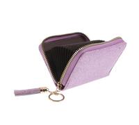 iplusmile Porte-Cartes Accordéon Pailleté pour Femme en PU, Portefeuille Zippé Grosse Capacité avec Pompon, Organiseur Portable pour Cartes Et Pièces Au Quotidien, Format Compact Violet