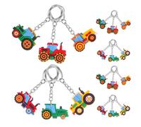 iplusmile Porte-Clés Miniature de Véhicule Agricole en Plastique Coloré Lot de 18 Pièces Accessoires pour Fête D’Automne Présents Invités Thème Ferme et Engins de Chantier pour Garçon