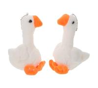 iplusmile Porte-clés Peluches Oie pour Garçon Et Filles, Mini Peluches Douces 2pcs, Blanc Chaîne Perles, Présents Récompense Scolaire, Décorations Fête Et Distributeur Automatique