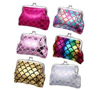 iplusmile Porte-Monnaie Écailles de Poisson en PVC Léger et Résistant, Lot de 6 Pièces, Format Compact, pour Femmes, Pochettes de Rangement Élégantes Design Doré, Usage Style Aléatoire