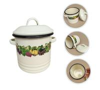 iplusmile Pot Émail pour Stockage de Graisse avec Couvercle Étanche Pot de Cuisson Polyvalent Vintage Récipient pour Graisse Bouillon et Assaisonnements pour et Restauration