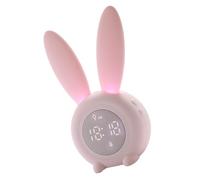 iplusmile Réveil avec Veilleuse LED Lapin Mignon Mini Réveil USB en Abs Rose Fonction Vocale Et Extinction Automatique Garçon Et Filles Et Chambre