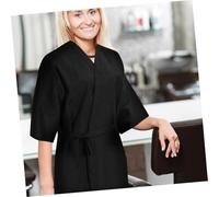 iplusmile Robe Client Salon Noire Pratique Fibre Haute Qualité Costume Coiffeur Multifonctionnel Confortable pour Coupe Cheveux et Spa