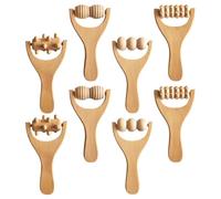 iplusmile Rouleau de Massage des Pieds Facile à Transporter Poignée Ergonomique 8pcs en Bois et Détente pour Massage Bras Extérieur