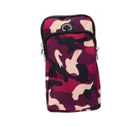 iplusmile Sacoche Bras Étanche Réglable pour Téléphone Portable Support Sécurisé avec Poche Zippée Adapté Fitness et Sports Extérieur Camouflage Rose Rouge