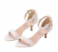 iplusmile Sandales de Mariage Élégantes pour Femmes en Dentelle Talons Confortables Bride pour Événements et Cérémonies Taille Ajustable