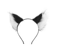 iplusmile Serrage-Tête à Oreilles de Renard Bicolore Blanc et Noir Bandeau Délicat pour Cosplay et Fêtes Accessoire Cheveux Animalier pour Anniversaire et Déguisement Couvre-Chef Festif