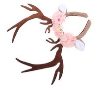 iplusmile Serrage-tête de Renne Fleurs, Bois et Oreilles pour Femmes | Structure Souple et Légère, Bande Élastique Réglable, Pièces Détachables, pour Cosplay, Théâtre