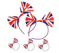 iplusmile Serrage-tête Fan De Football Bandeau à Motif Drapeau Britannique 5 Pièces Taille Unique Accessoires Fête Femme Fille Coiffe Célébration Patriote