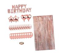 iplusmile Set de Ballons Latex et Aluminium pour Décoration Anniversaire Kit Fête Réutilisable Rose Doré avec Ballons Happy Birthday Cœurs et Confettis pour Créer une Ambiance Festive