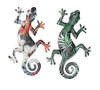 iplusmile Set de Décorations Murales Gecko Ornements Suspendus Métal pour Intérieur Art Mural et Réaliste pour Salon et Jardin