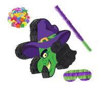 iplusmile Set Pinata Sorcière Halloween avec Stick et Masque Confettis Inclus Jeu Festif et Décoration Suspendue pour Fête Anniversaire et Soirée Thématique