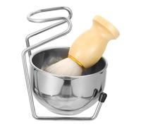 iplusmile Set Rasage Hommes avec Bol Inox et Brosse à Barbe Antidérapante Support Sécurisé pour Soins Barbe à Domicile et Salon